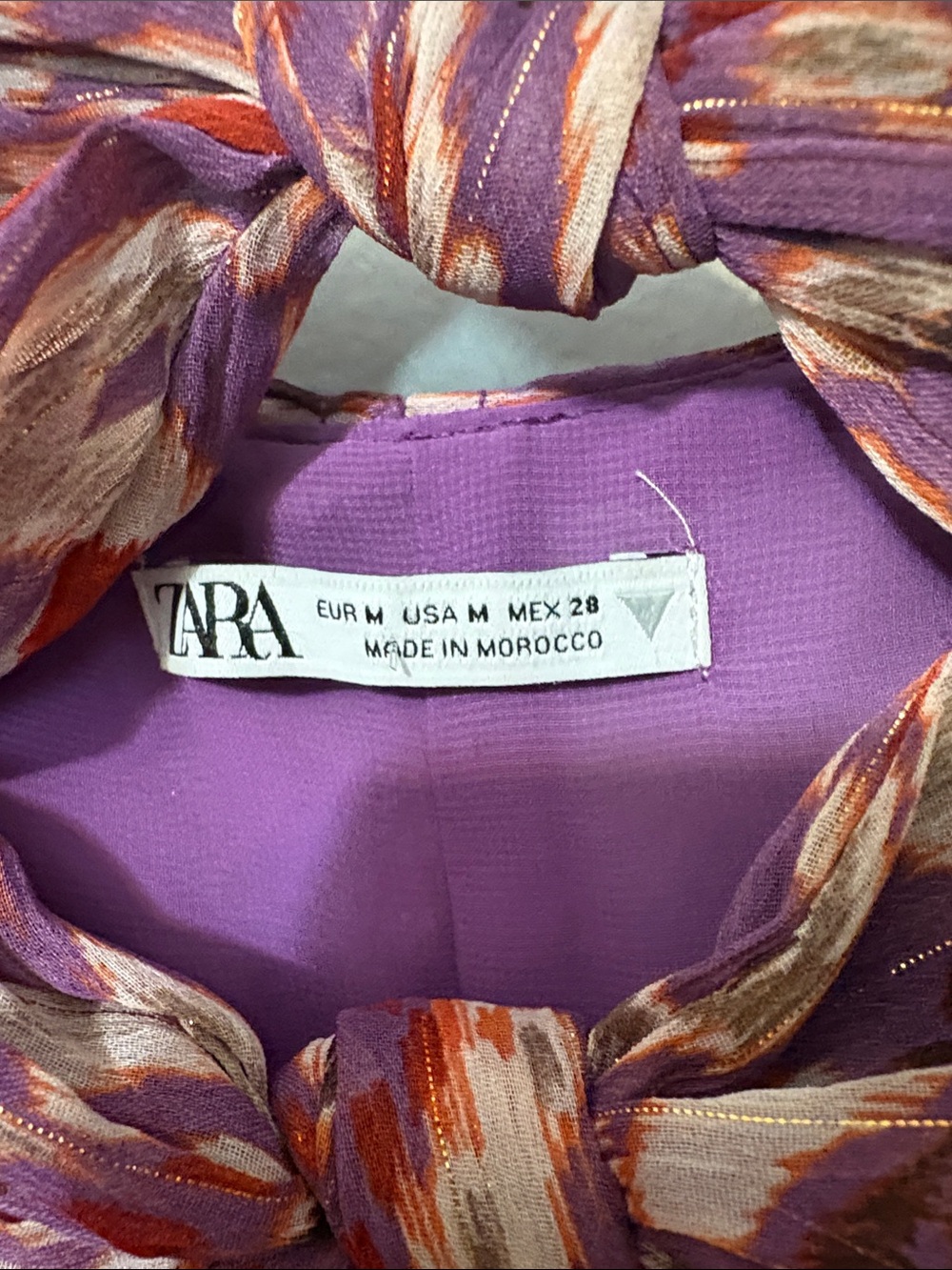 Zara Purple Abstract Ruched Cutout Mini Dress M - Picture 3 of 5